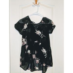Black floral blouse